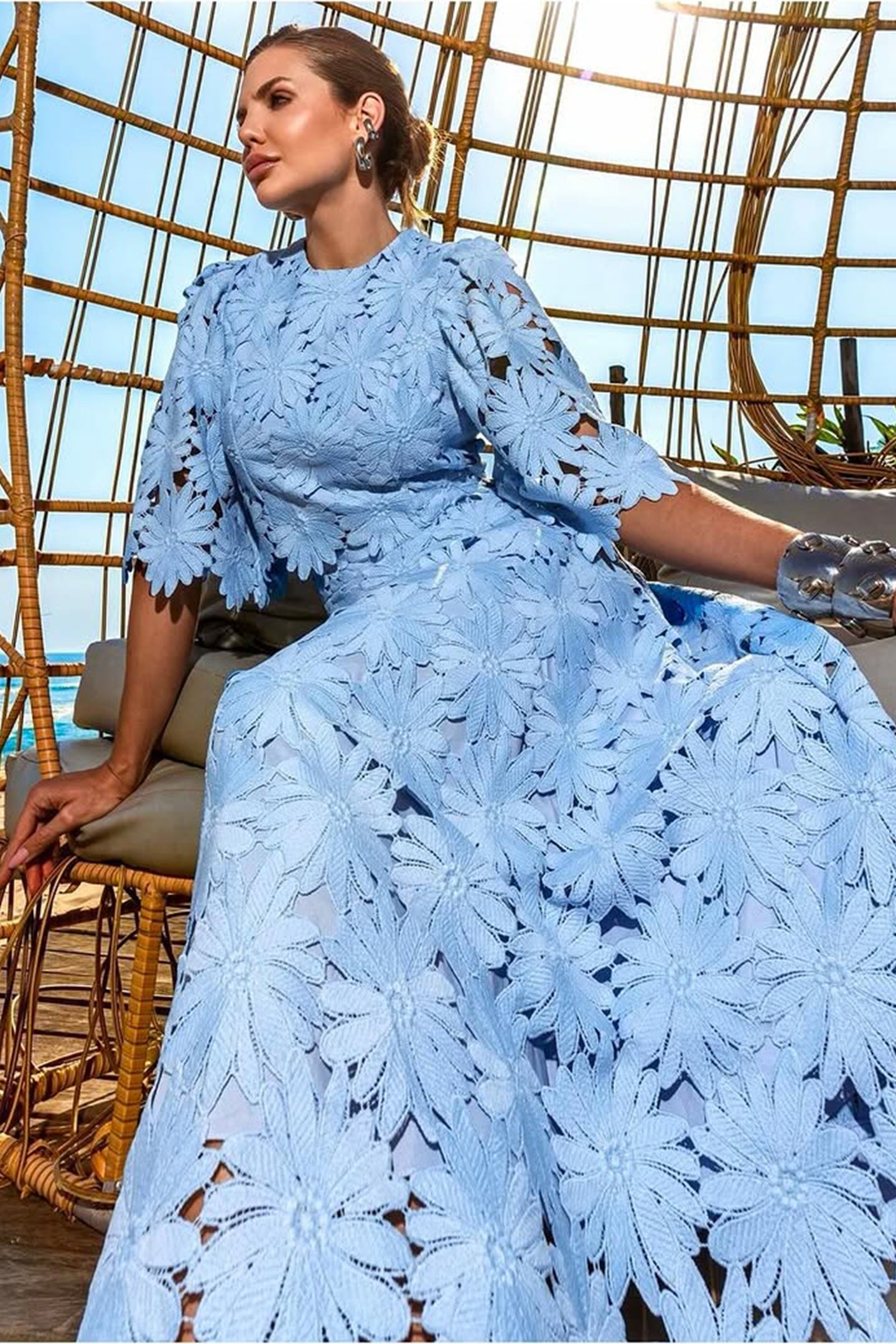 Ensemble haut court et jupe en dentelle pour femme - Lea