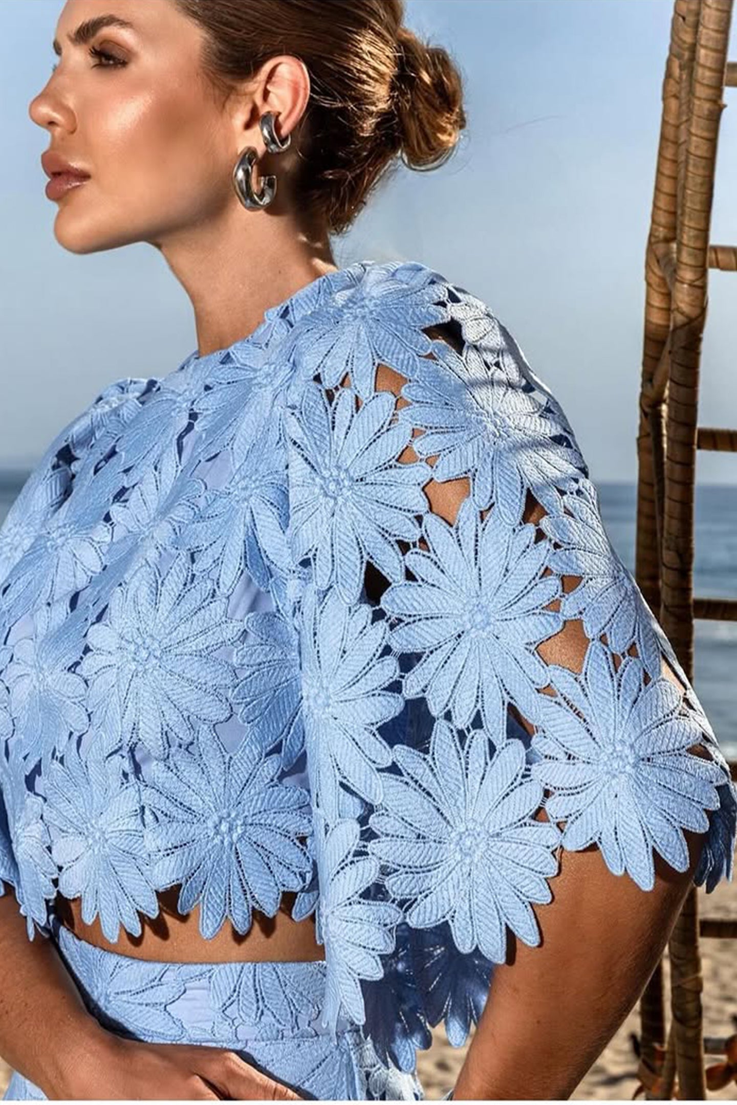 Ensemble haut court et jupe en dentelle pour femme - Lea