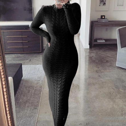 Langärmelig Pullover-Kleid