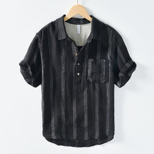 Max - Black men's shirt with stripes