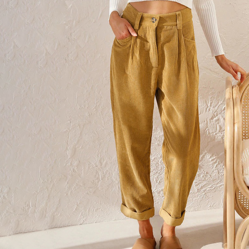 Terracotta chino trousers with pleats - Anna