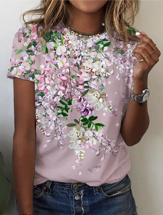 Süßes T-Shirt 'Rosa' mit Blumenmuster Rosa