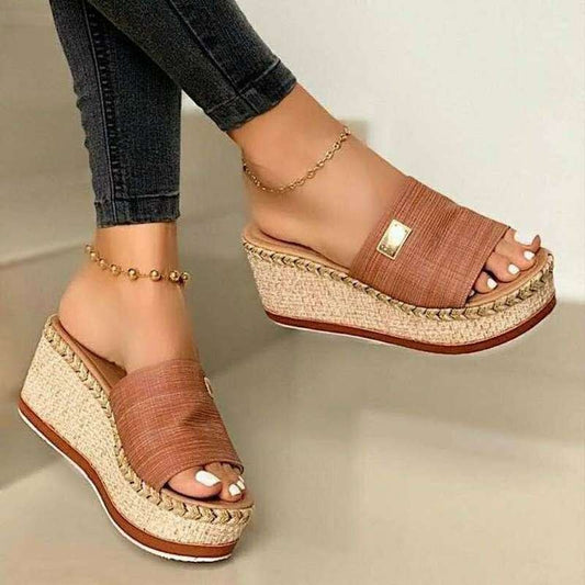 Lina Brown Sandal Wedges