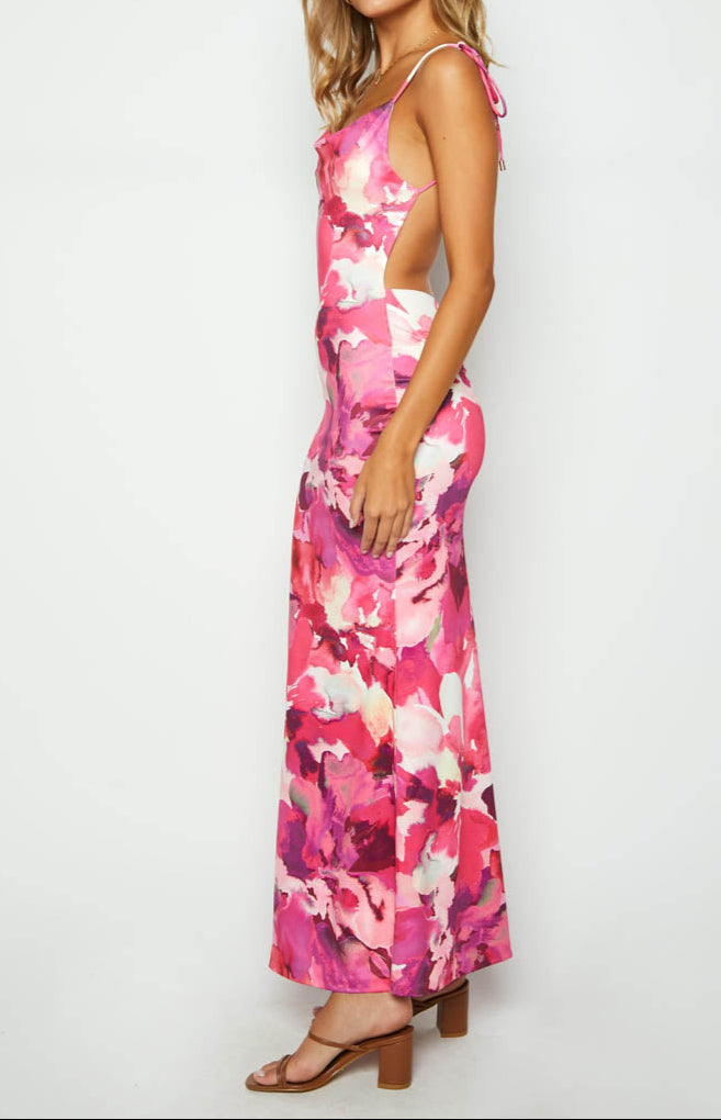 Agata Maxi Dress with Pink Print
