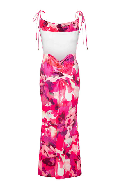 Agata Maxi Dress with Pink Print