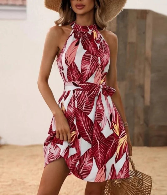 Nadja - Red halter summer dress 