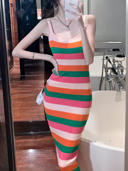 Robe midi rayée colorée - Vanessa