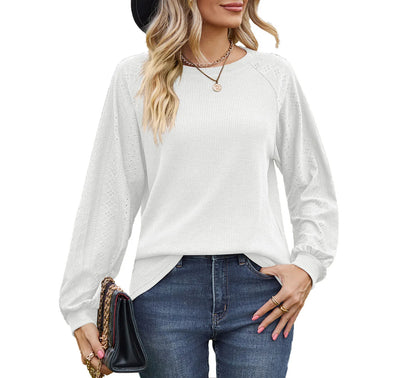 Ella - White waffle knit shirt