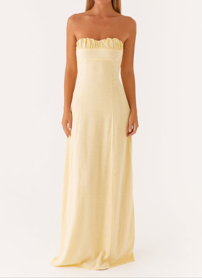 Robe longue en lin Jaquetta – jaune