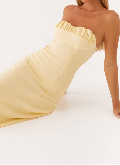 Robe longue en lin Jaquetta – jaune