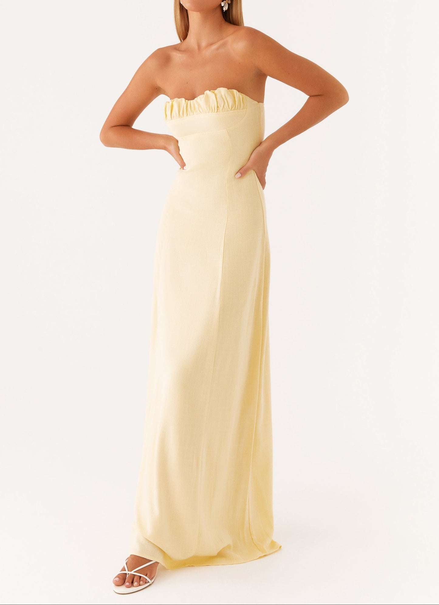 Robe longue en lin Jaquetta – jaune