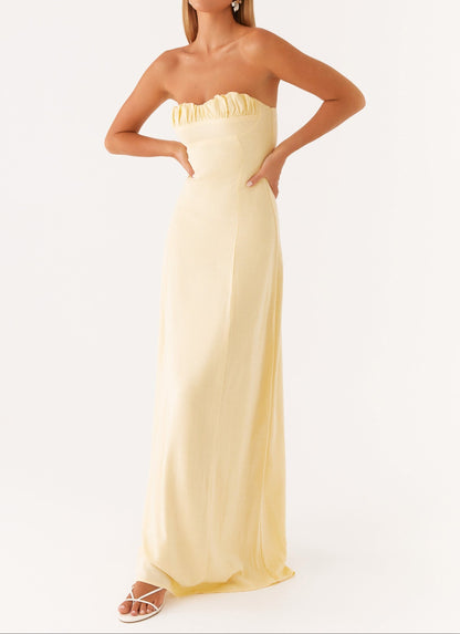 Robe longue en lin Jaquetta – jaune