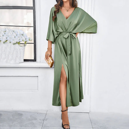 Elena - Beige wrap dress