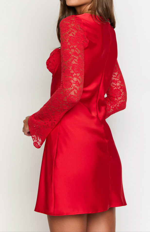 Romancia Rotes Langarm Minikleid