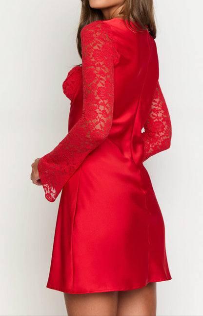 Romancia Rotes Langarm Minikleid