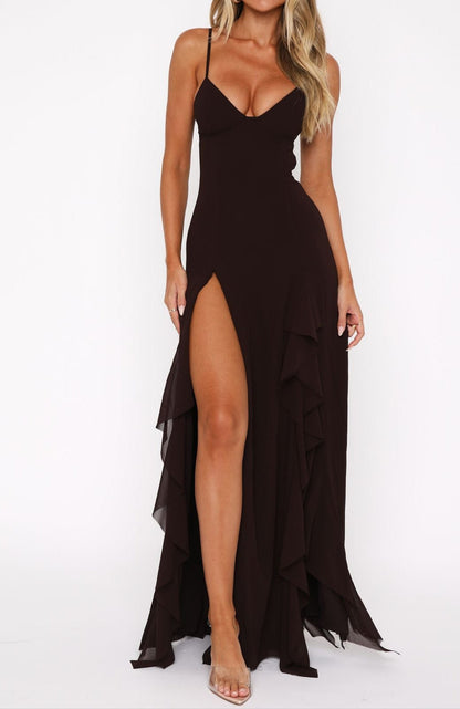 Natalia Maxikleid Schokoladenbraun