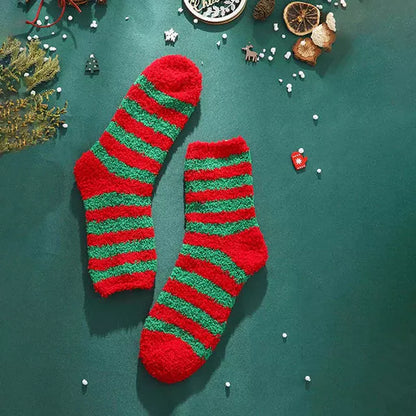 Weihnachten Gestreifte Socken Rot1