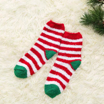 Weihnachten Gestreifte Socken Rot2