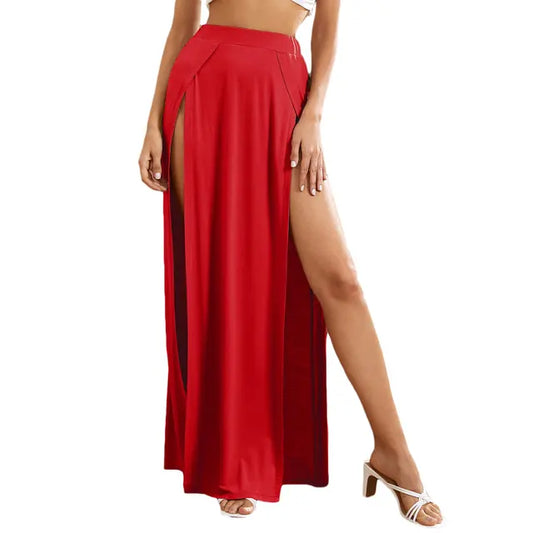Viviana - Fiery maxi slit skirt