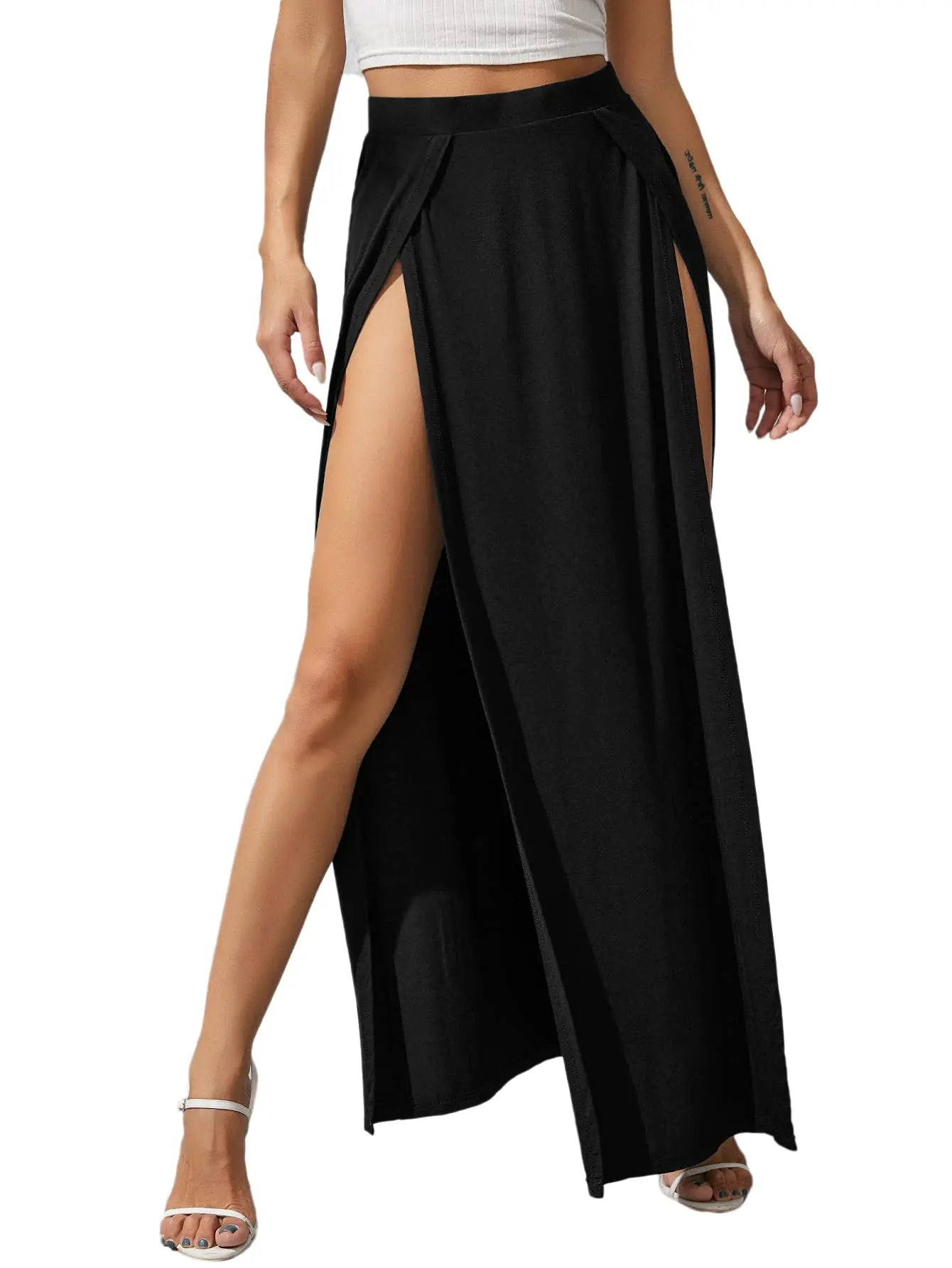 Viviana - Fiery maxi slit skirt