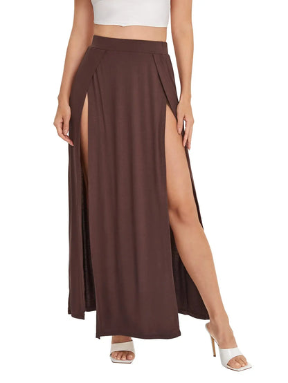 Viviana - Fiery maxi slit skirt