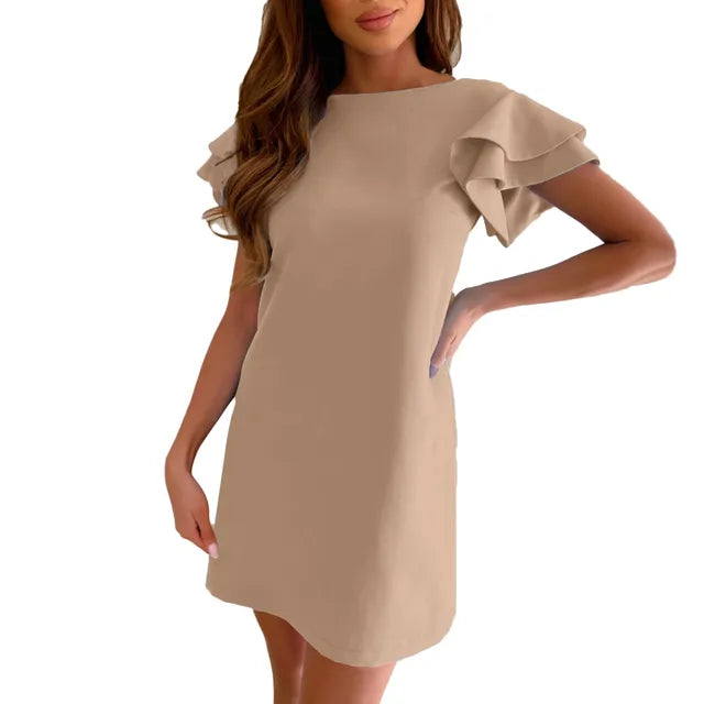 Amelie - Khaki ruffle dress