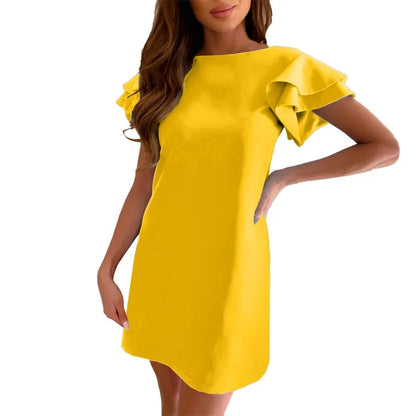 Amelie - Khaki ruffle dress