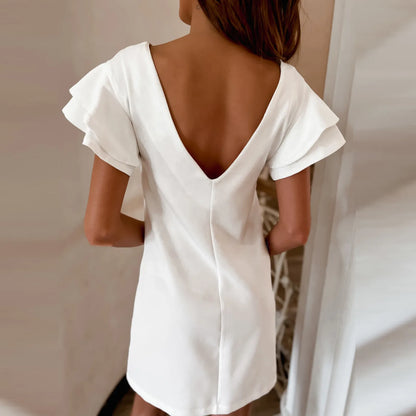 Amelie - Khaki ruffle dress