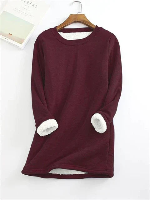 Wine red fleece shirt with cozy lining - Lara