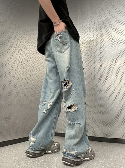 Vintage Herren Rissen Distressed Denim Boyfriend Jeans