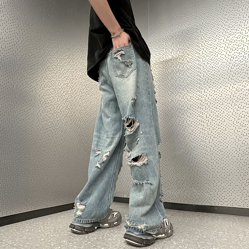 Vintage Herren Rissen Distressed Denim Boyfriend Jeans