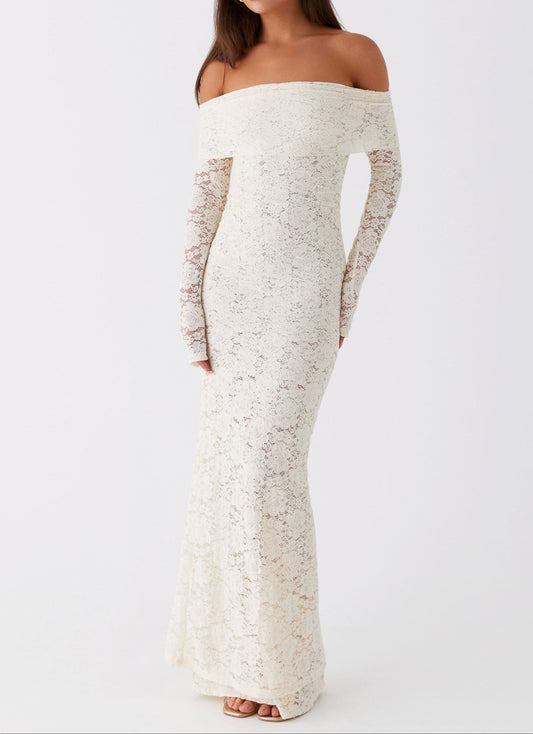 Genoviva Spitzen Maxikleid – Elfenbein