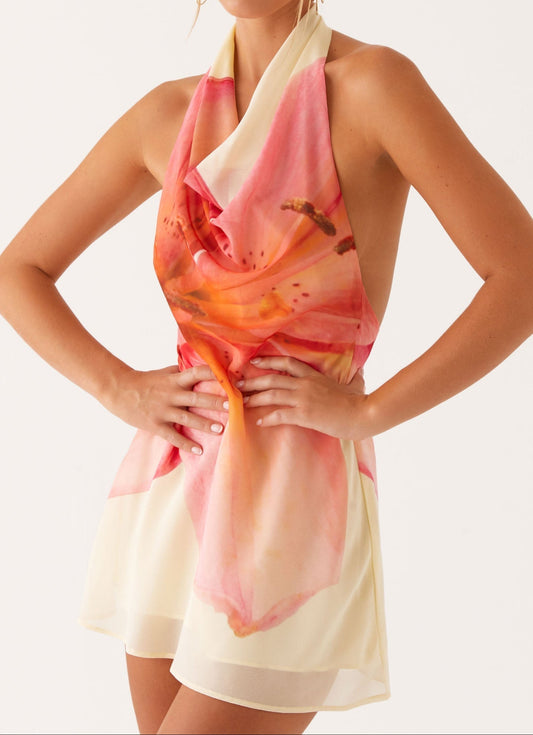 Celinka Minikleid – Gelb mit Blumenmuster