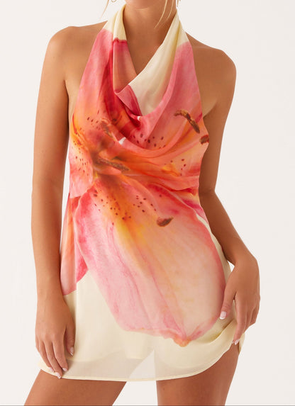 Celinka Minikleid – Gelb mit Blumenmuster