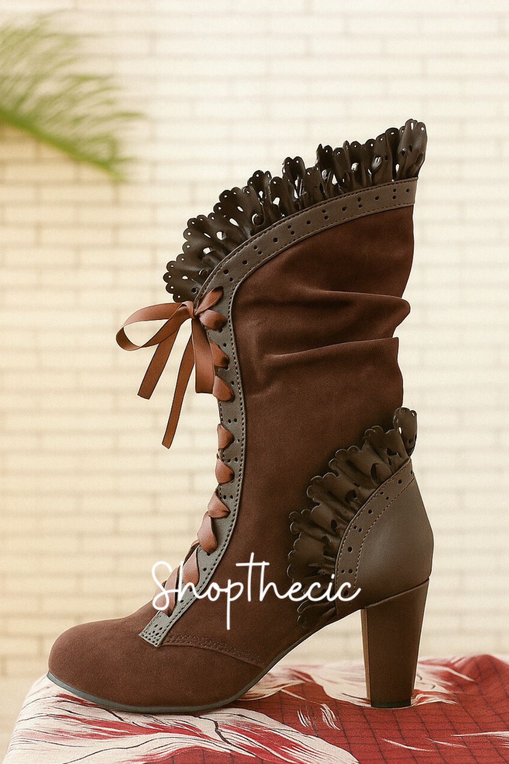A Slow Dance Suede high-heeled lace-up mid-calf boots
