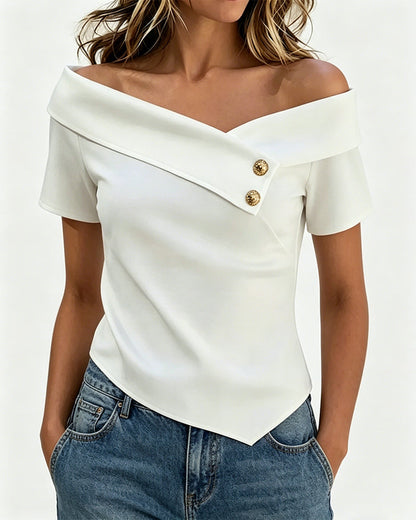 Bluse Off-the-Shoulder Unifarben