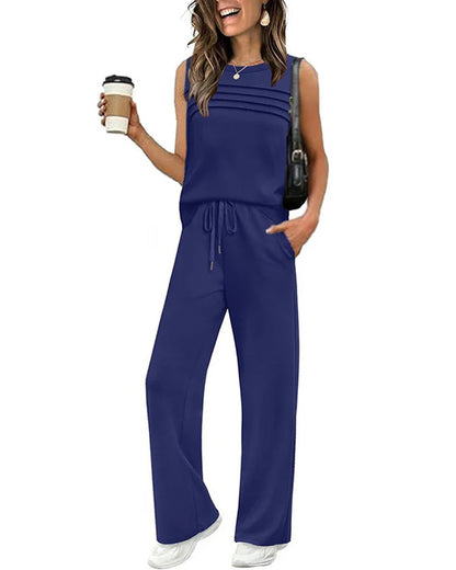 Zweiteiliges Set Plissierte Weste Top