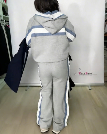 Zweiteiliges Set lässiger Color-Block-Sweatshirt