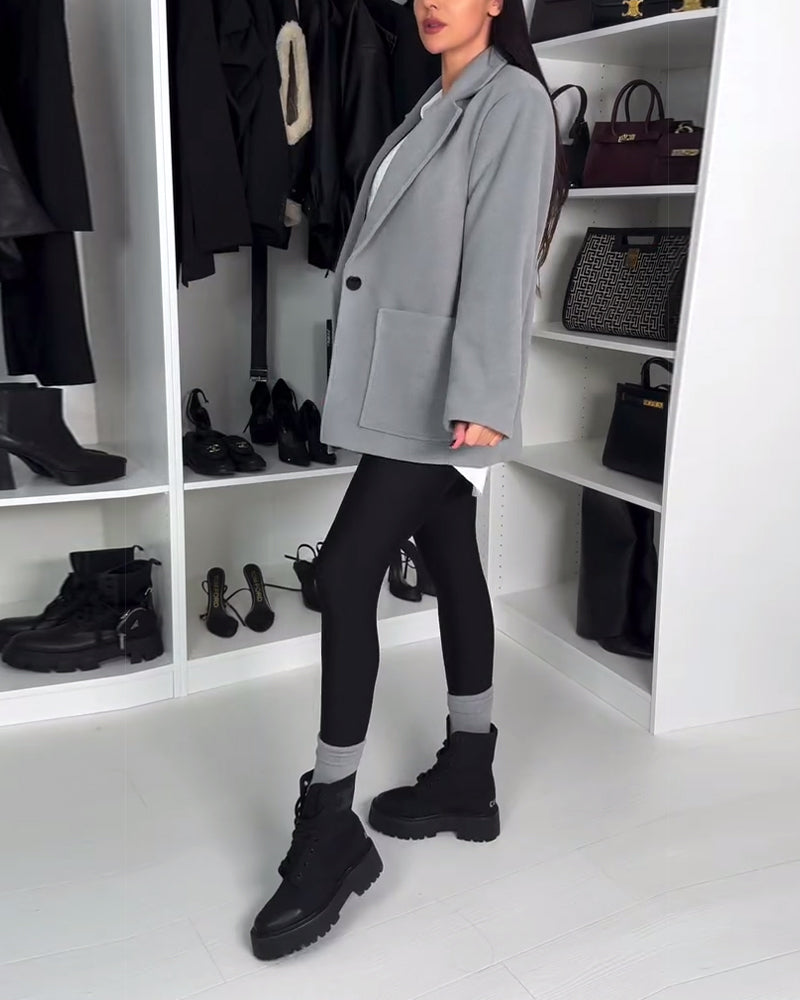 Einfarbige Leggings mit Knöchelriemen