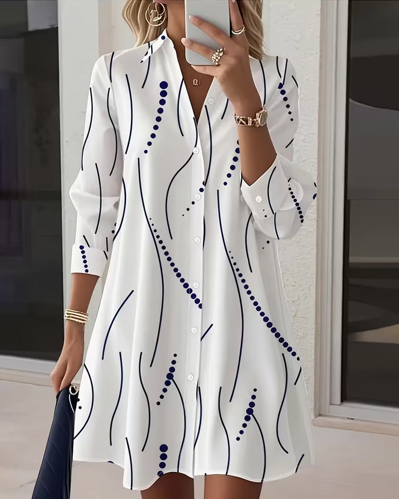 Kleid Wellenförmiger Schoß Hemd