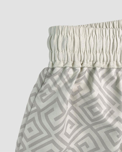 Set Ärmellos Revers Top Und Geometrischer Druck Weites Bein Hose
