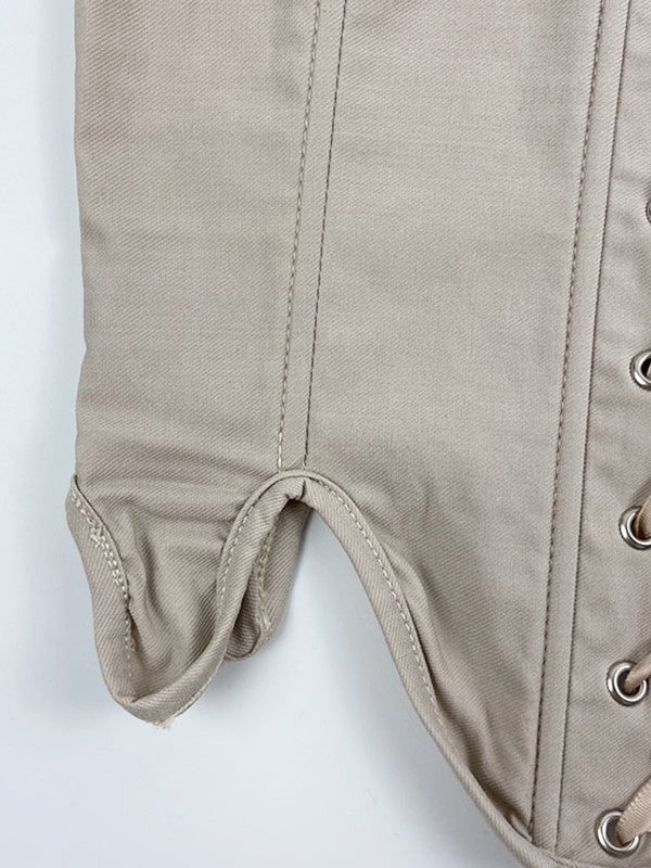 Plain lace-up corset top with asymmetric cut