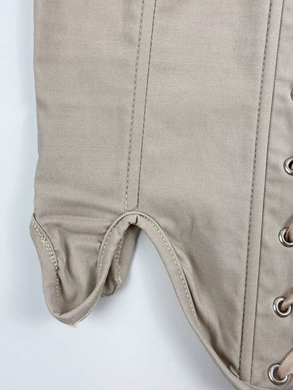 Plain lace-up corset top with asymmetric cut