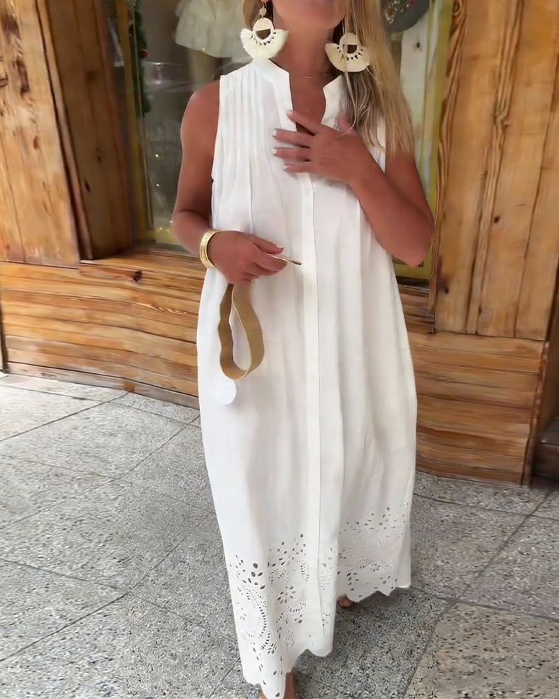 Kleid Ärmellos Ausgeschnitze Spitze Urlaub