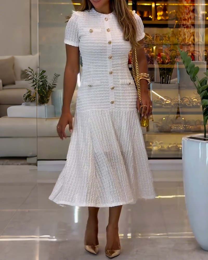 Kleid Ausschnitt Kurzärmelig Elegant A-Saum