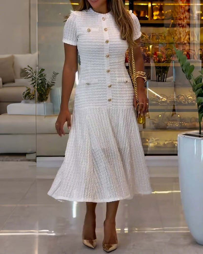 Kleid Ausschnitt Kurzärmelig Elegant A-Saum