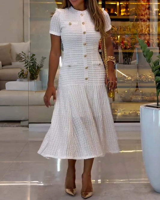 Kleid Ausschnitt Kurzärmelig Elegant A-Saum