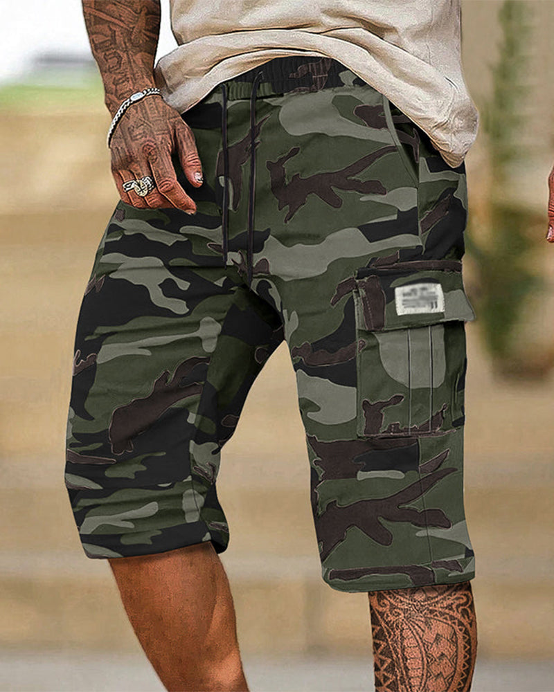 Herren Tarnung Cargo Shorts Multi-Tasche Verstellbare Taille Atmungsaktiver Stoff