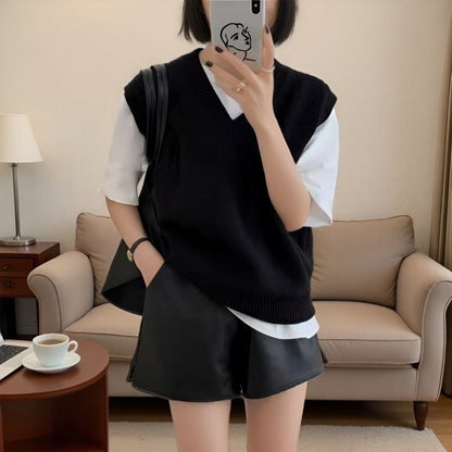 Knit V-Neck Sweater Vest for Women - Rachele