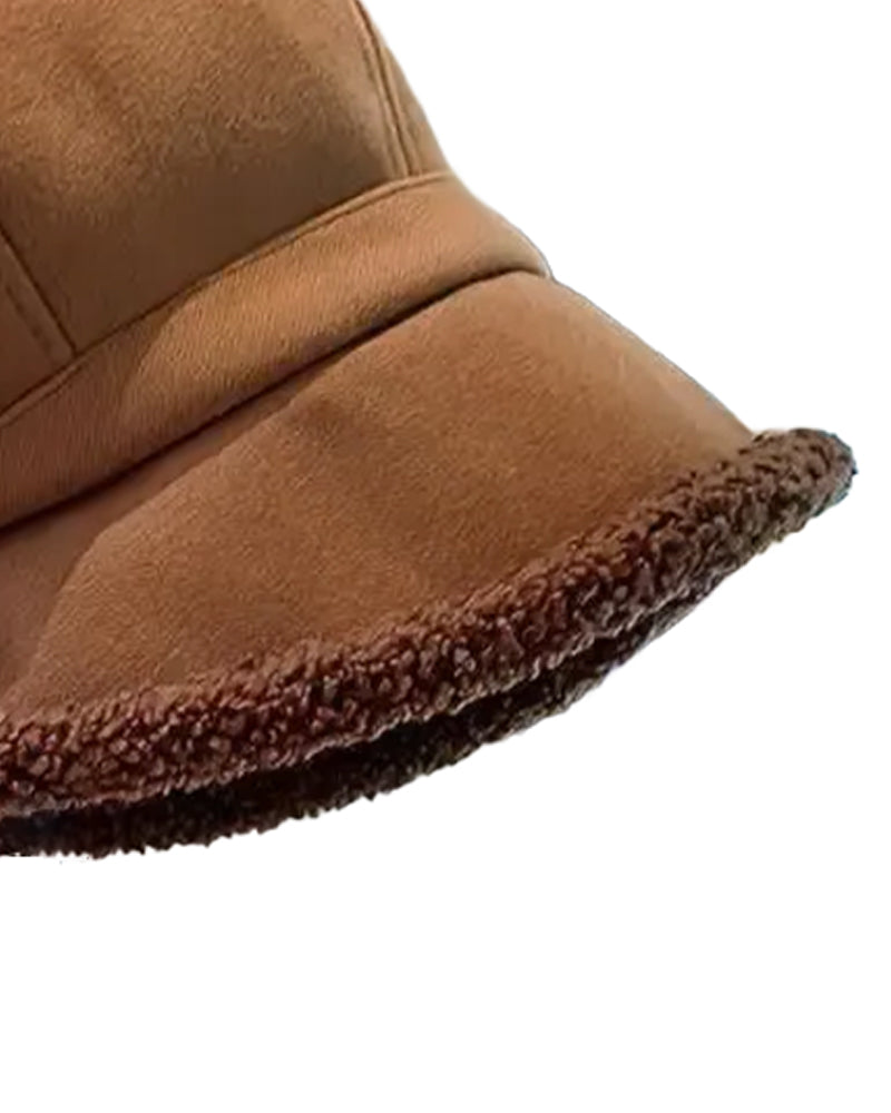 Hut Damen Unifarben Plüsch Fischerhut Warm